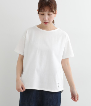 コットン天竺お花摘みクマ刺しゅうプルオーバー(オフホワイト-ONESIZE)