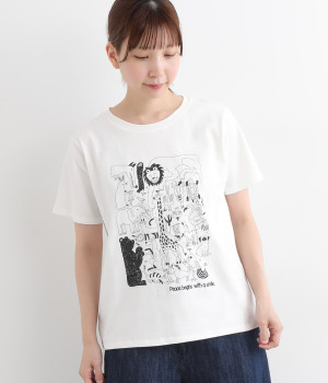 コットン天竺生き物MAPプリントTEE(オフ-ONESIZE)