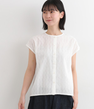 コットンビーンズ刺しゅうフレンチブラウス(オフ-ONESIZE)