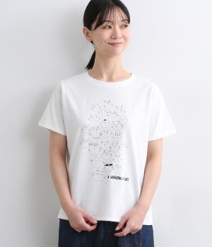 コットン天竺落書きねこ集合TEE(オフ-ONESIZE)