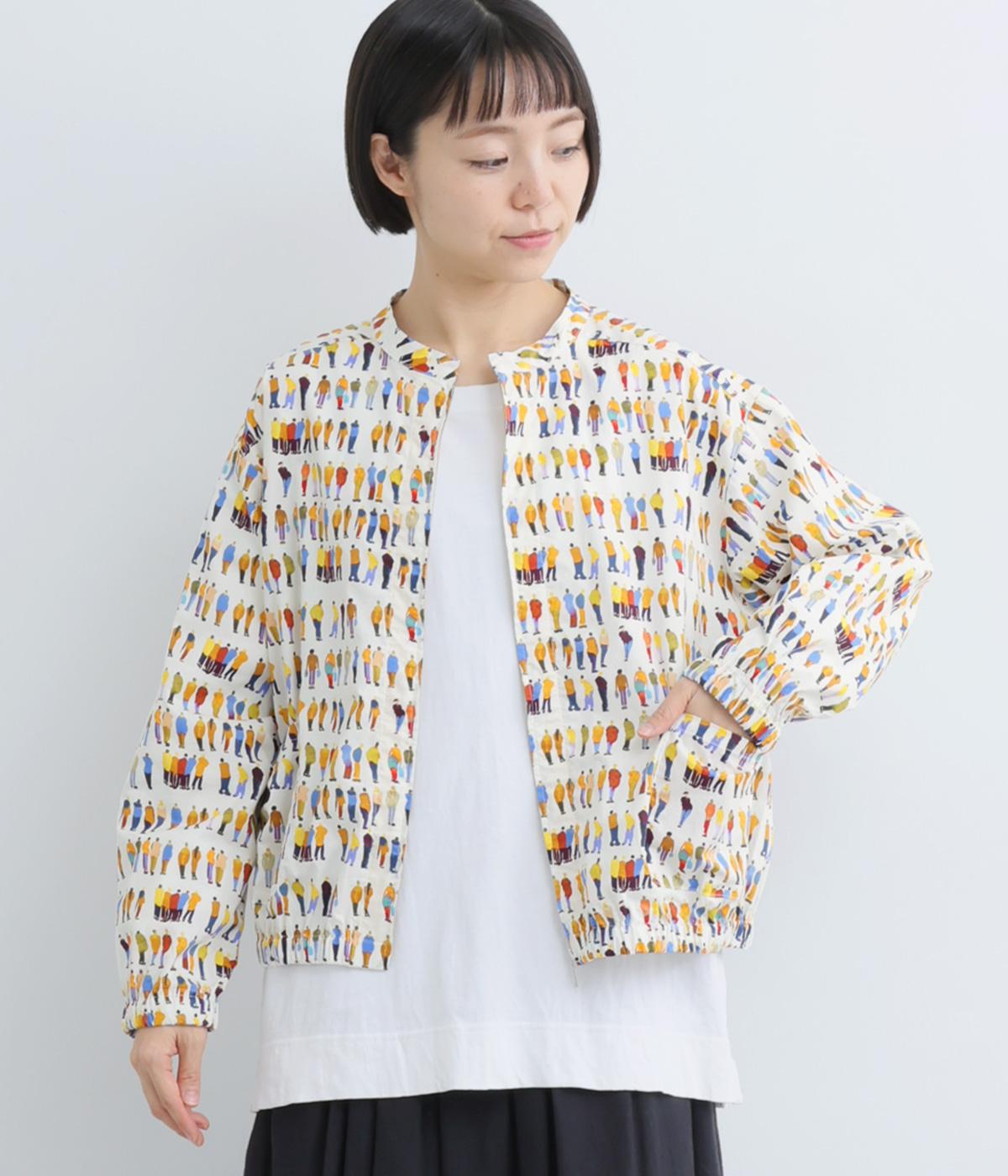 コットン総柄裾ギャザーブルゾン(人柄-F)