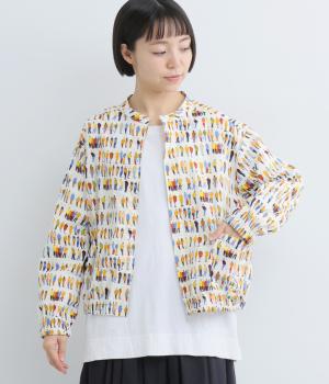 コットン総柄裾ギャザーブルゾン(人柄-F)