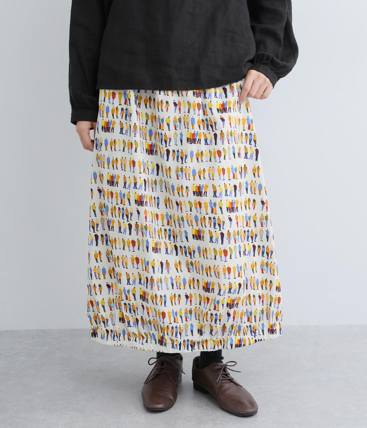 コットン総柄コクーンスカート(人柄-F)