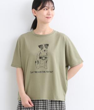 コットンカメラわんこドルマンプルオーバー(カーキ-F)