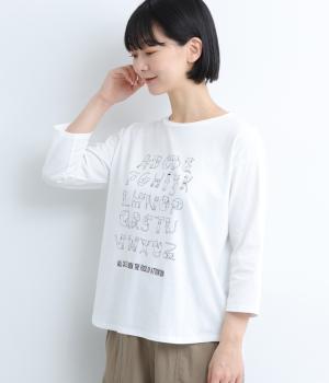 OE天竺コットンアルファベットねこプリントプルオーバー(オフ-F)