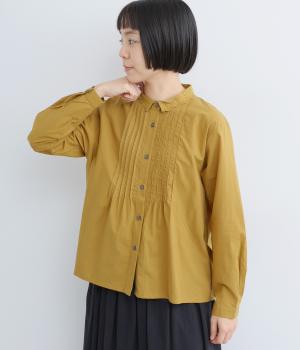 コットン襟レースピンタックブラウス