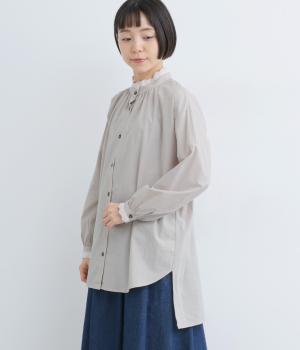 コットンレース襟ギャザーチュニック(ナチュラル-F)