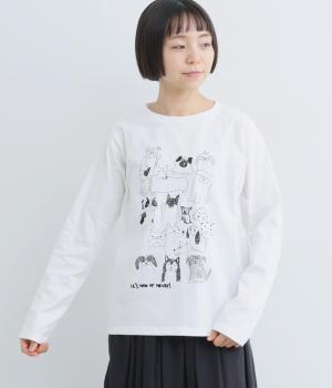 コットン天竺落書きワンコ集合プルオーバー(オフ-F)