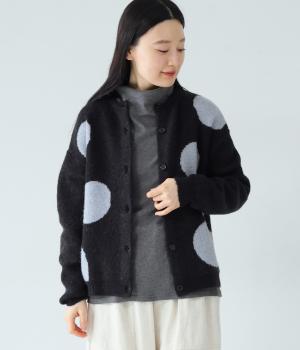 ドットジャカードニットカーディガン(クロ-F)