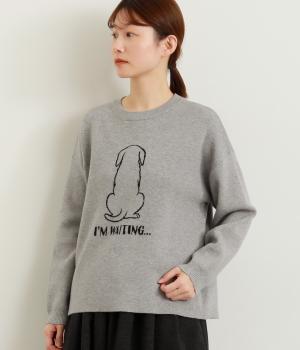 おすわりワンコジャカードニットプルオーバー(グレー-F)