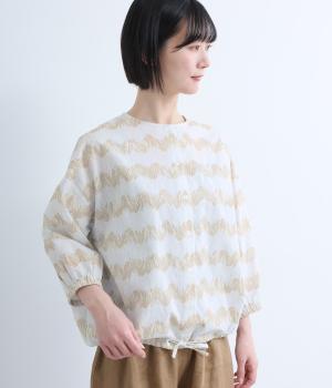チューリップ裾ドロストブラウス(オフホワイト-F)