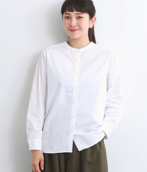 コットンバンドカラーシャツ(ホワイト-ONESIZE)