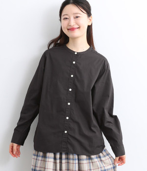 コットンバンドカラーシャツ(ブラック-ONESIZE)