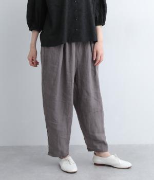 リネンタックテーパードパンツ(チャコール-F)