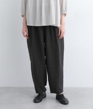 リネンタックテーパードパンツ(ブラック-F)