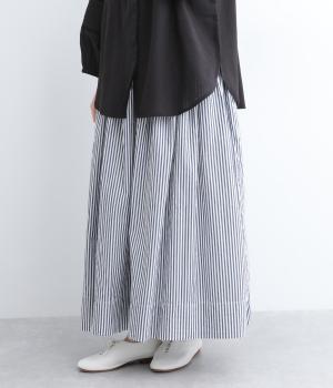 コットンギャザースカート(ブルーストライプ-F)