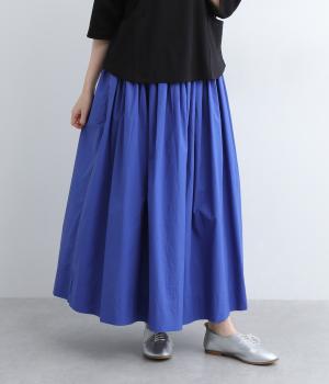 コットンギャザースカート(ブルー-F)