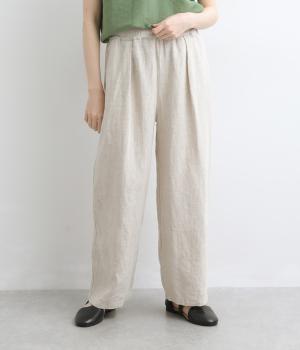 リネン　タックワイドパンツ(ナチュラル-F)