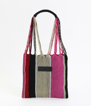 手織ハンモックバッグ (S)(ストライプピンク-ONESIZE)