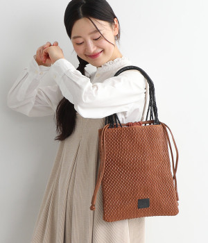 レザーメッシュ　スクエアバッグ(ブラウン-ONESIZE)