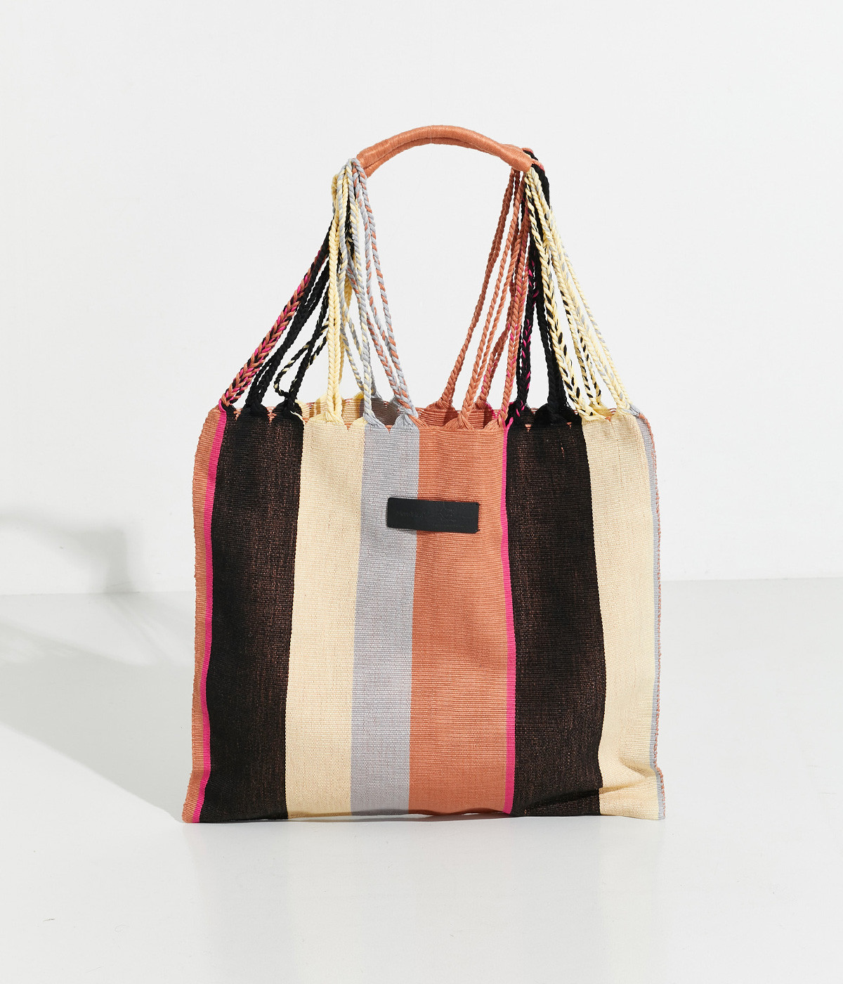 手織りのハンモックバッグ(ブラウン/ナチュラル-ONESIZE)