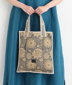 ハンドブロックプリントトート(アッシュブルー-ONESIZE)