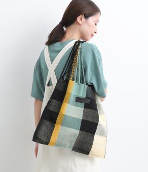 手織りのハンモックバッグ　L(ブルー-F)