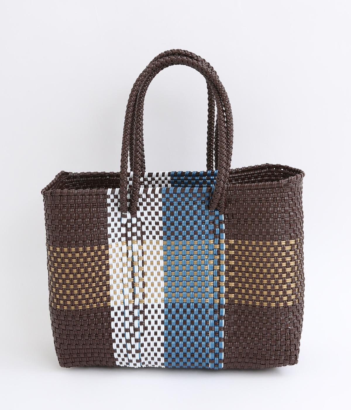 手編みのメルカドバッグ　S(ブラウン-F)