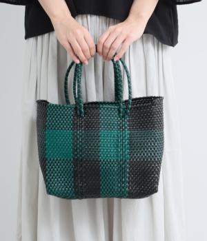 手編みのメルカドバッグ　S(ブルー-F)