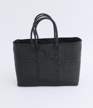手編みのメルカドバッグ　横長　M(ブラック-F)
