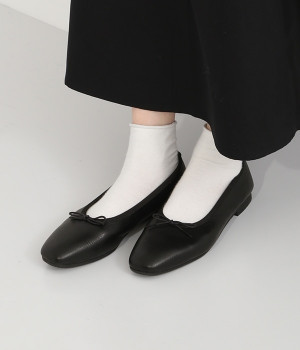 深リボンバレエシューズ(ブラック-230)