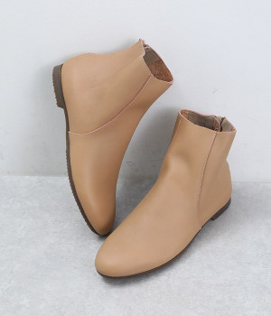 くしゅブーツ(踵ファスナー)(ライトブラウン-235)