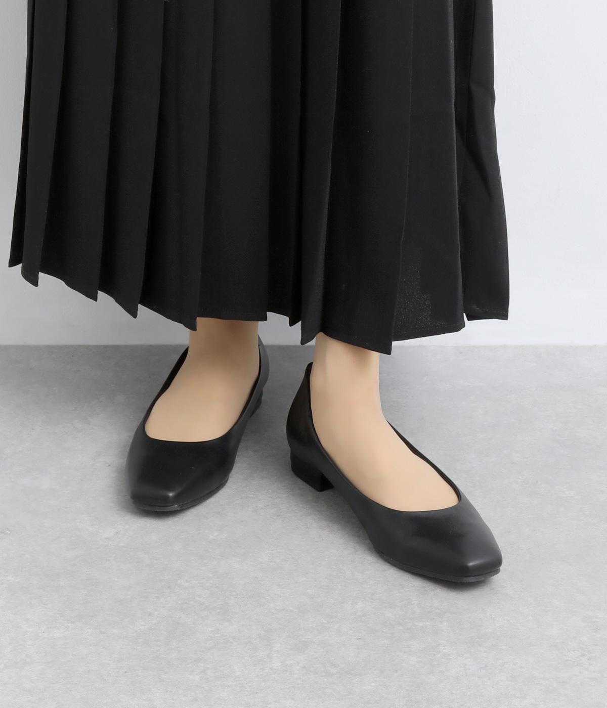【REGETA Femstyle】スクエアフラットパンプス(ブラック-225)