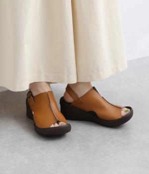 グミインソール　オープントゥ カバーサンダル(キャメル-M)