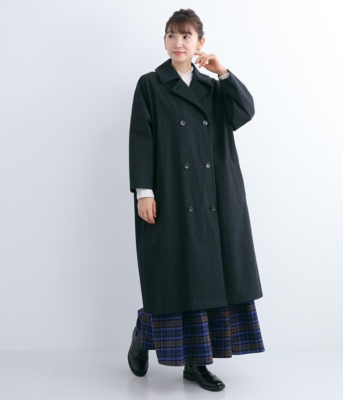 【Cion】コットンダブルコート(ブラック-ONESIZE)