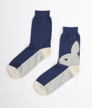 うさぎソックス(ダークブルー-ONESIZE)