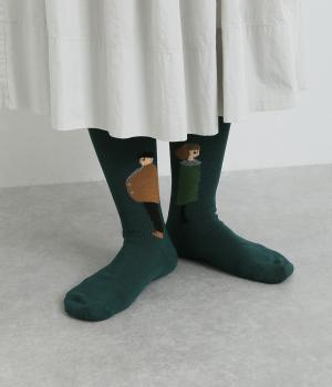 カップルソックス bonheur(ブルーグリーン-F)