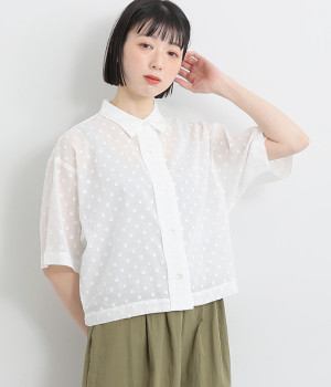 【Cion】コットンシアードビーブラウス(オフホワイト-ONESIZE)