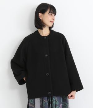 ウール混メルトンショートコート(ブラック-F)