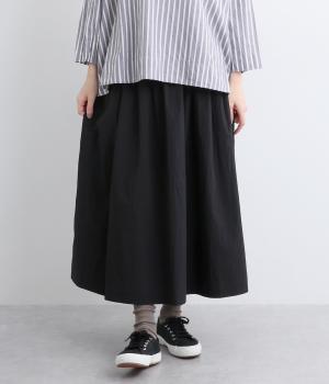 コットンナイロンギャザースカート(ブラック-F)