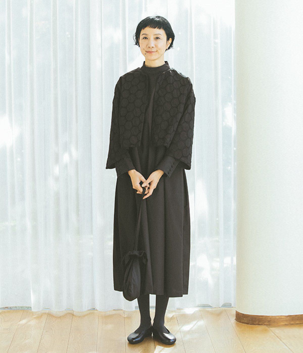 一部コラボ｜サークルレースジャケットアンサンブル(ブラック-ONESIZE-【コラボ】)