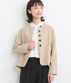 遠州灘コットンリネン 5ボタンジャケット(キナリ-ONESIZE)