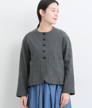 遠州灘コットンリネン 5ボタンジャケット(スミクロ-ONESIZE)