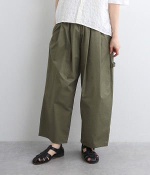 コットンツイル ペインタークロップドパンツ(カーキ-ONESIZE)