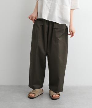コットンツイル ポケットワイドパンツ(チャコール-ONESIZE)