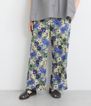 【made in japan】コットン 花柄ストレートパンツ(ネイビー-ONESIZE)