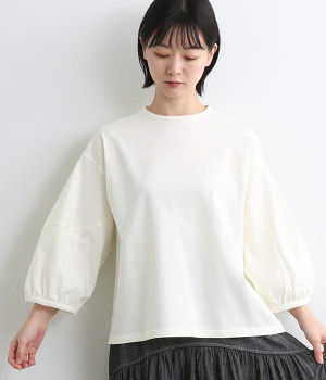 コットン 切替スリーブプルオーバー(オフホワイト-ONESIZE)