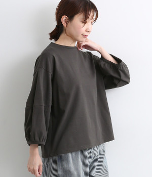 コットン 切替スリーブプルオーバー(ブラック-ONESIZE)