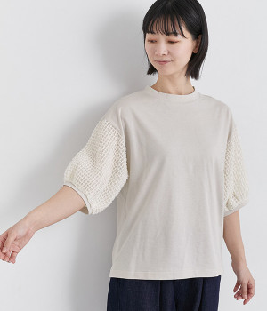 フェザーシフォンスリーブプルオーバー(グレージュ-ONESIZE)