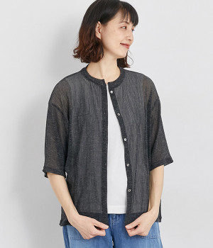 シアーリネンカーディガン(ブラック-ONESIZE)